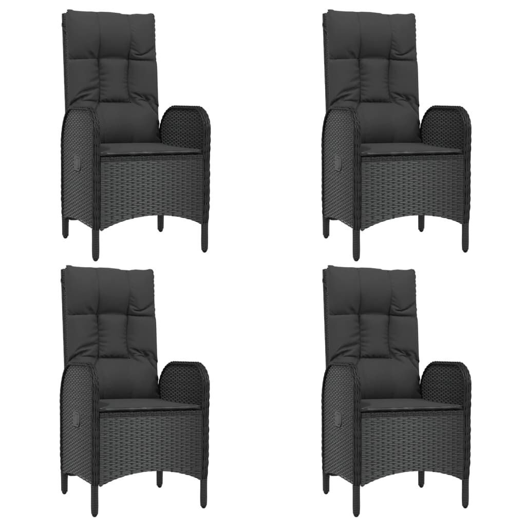 5 Piece Garden Dining Set with Cushions Black Poly Rattan Price