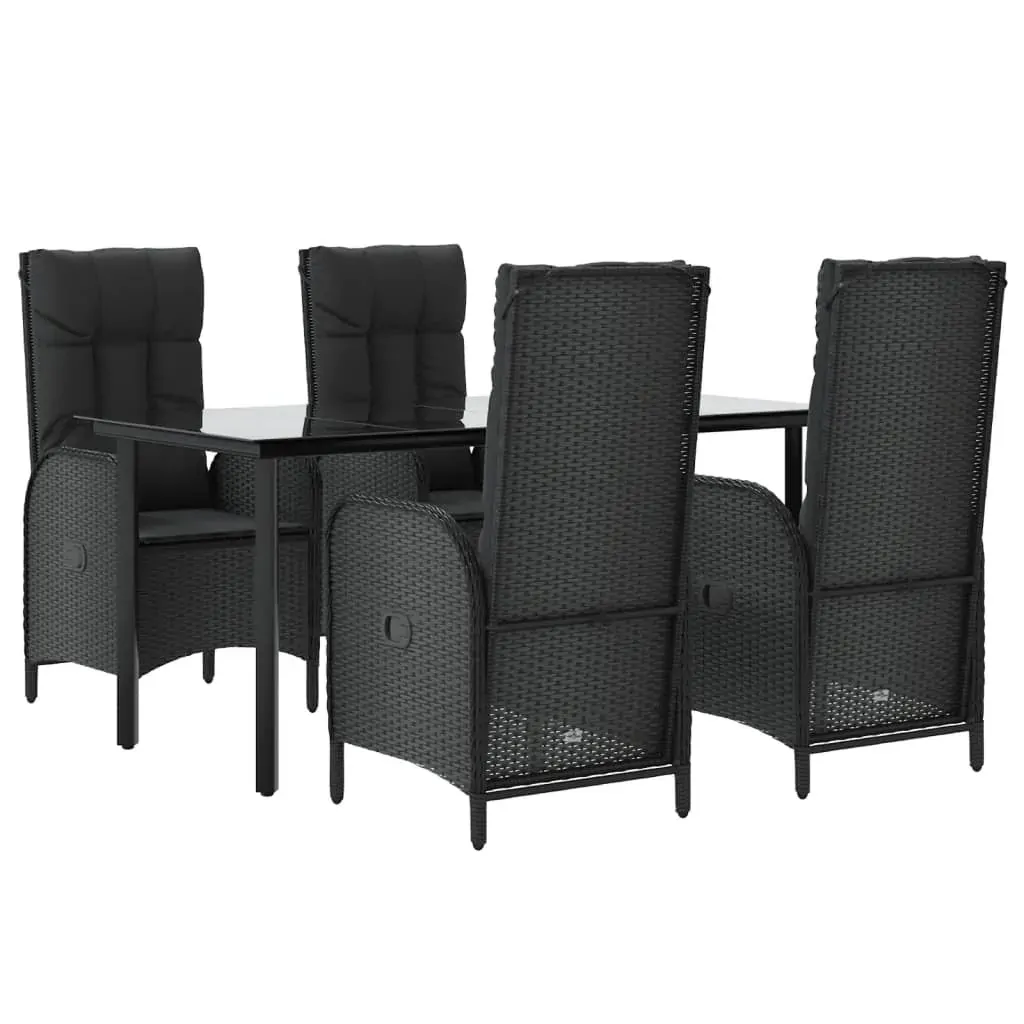 5 Piece Garden Dining Set with Cushions Black Poly Rattan Price
