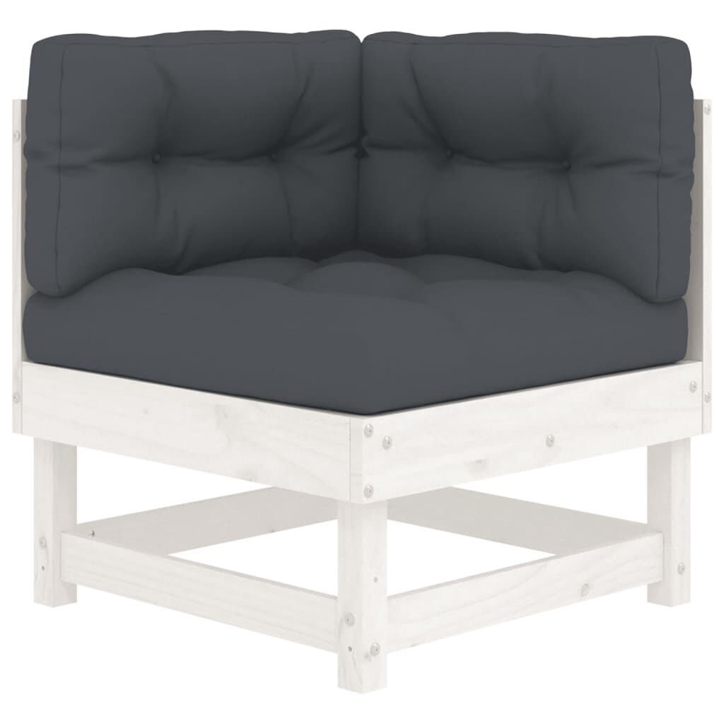 5 Piece Garden Lounge Set with Cushions White Solid Wood Price