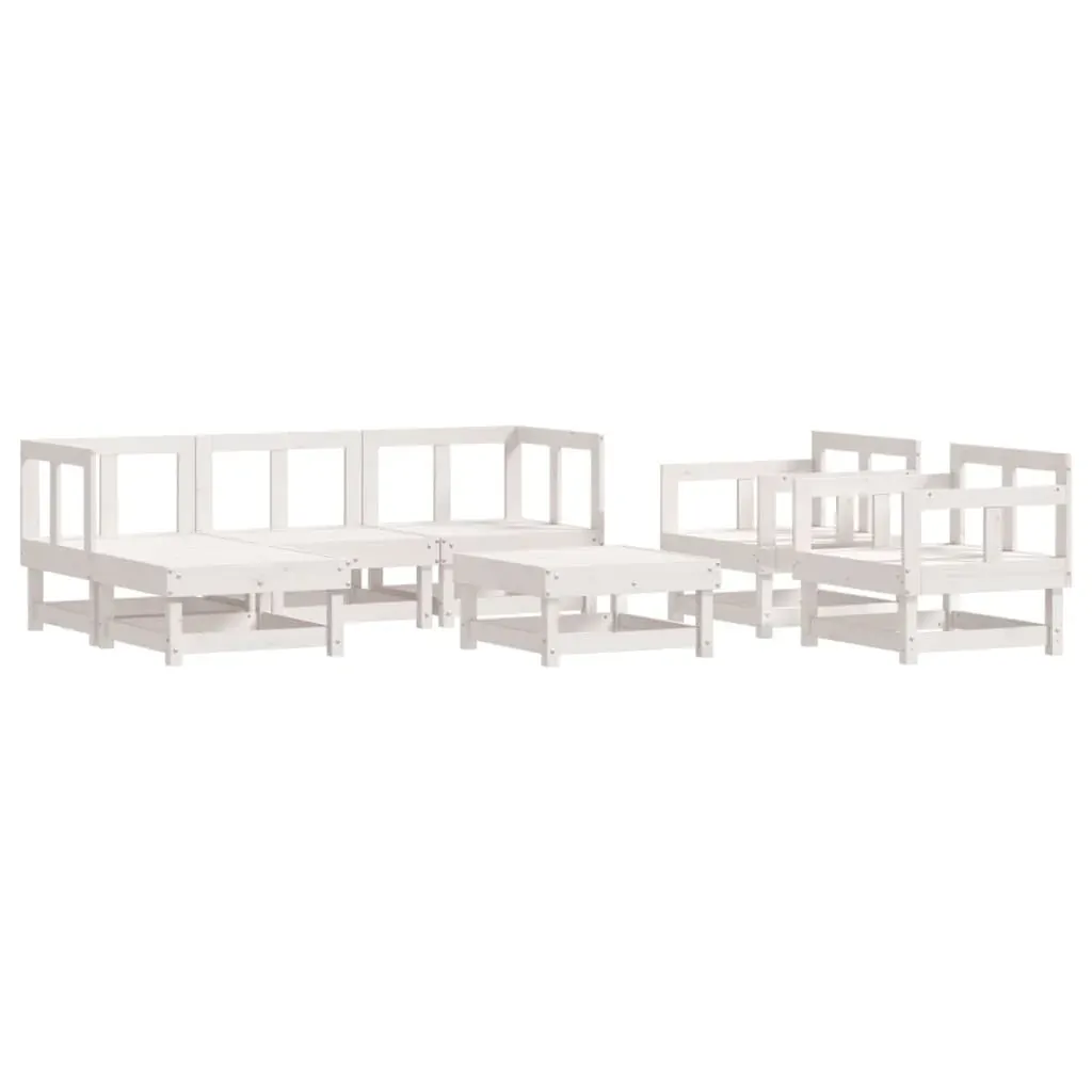7 Piece Garden Lounge Set with Cushions White Solid Wood Price