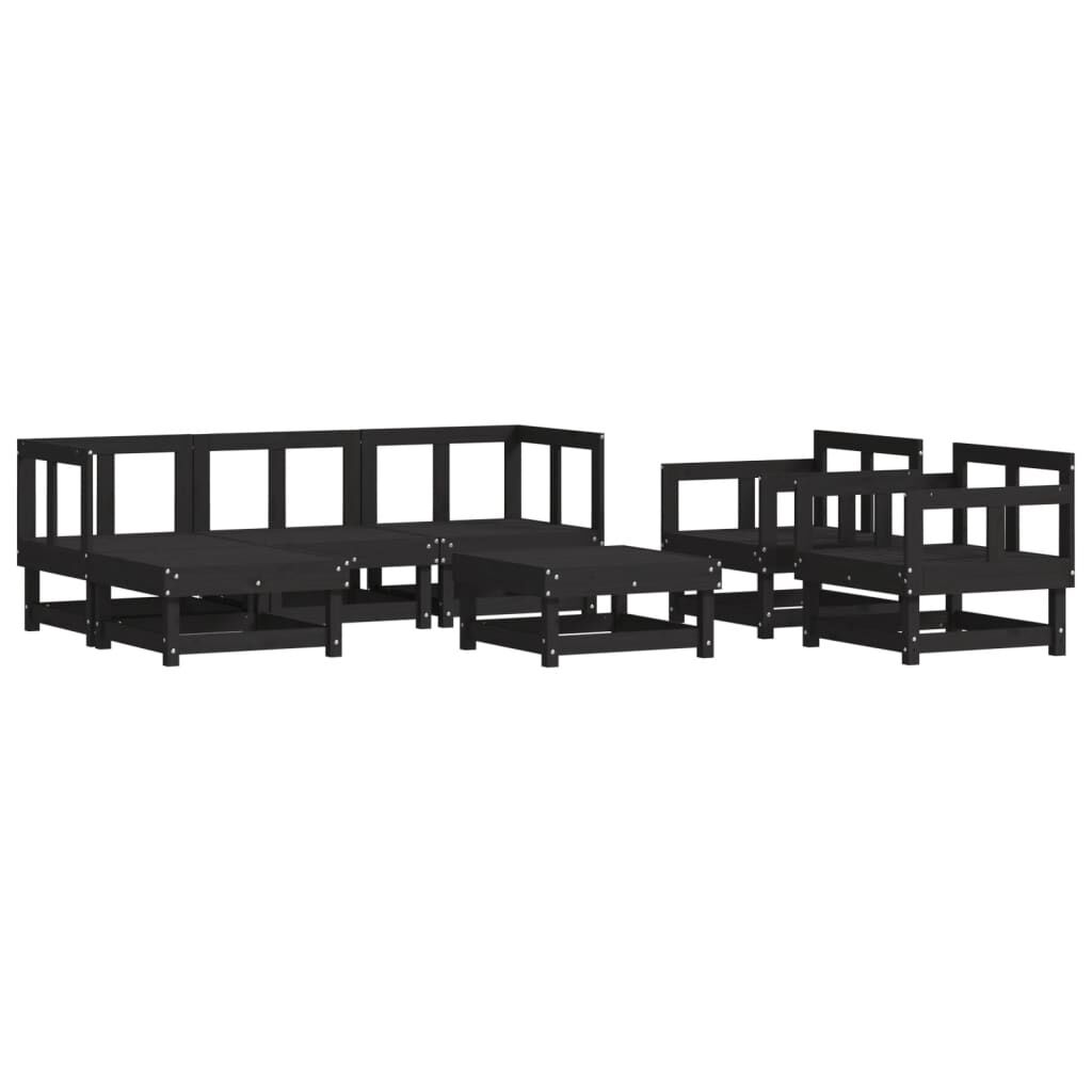 7 Piece Garden Lounge Set with Cushions Black Solid Wood Price