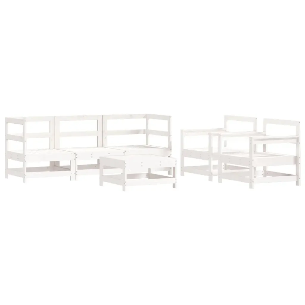 6 Piece Garden Lounge Set with Cushions White Solid Wood Price