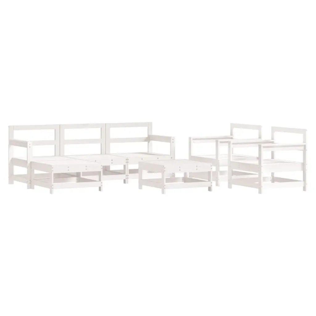 7 Piece Garden Lounge Set with Cushions White Solid Wood Price