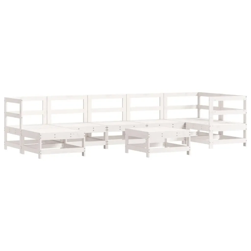 8 Piece Garden Lounge Set with Cushions White Solid Wood Price