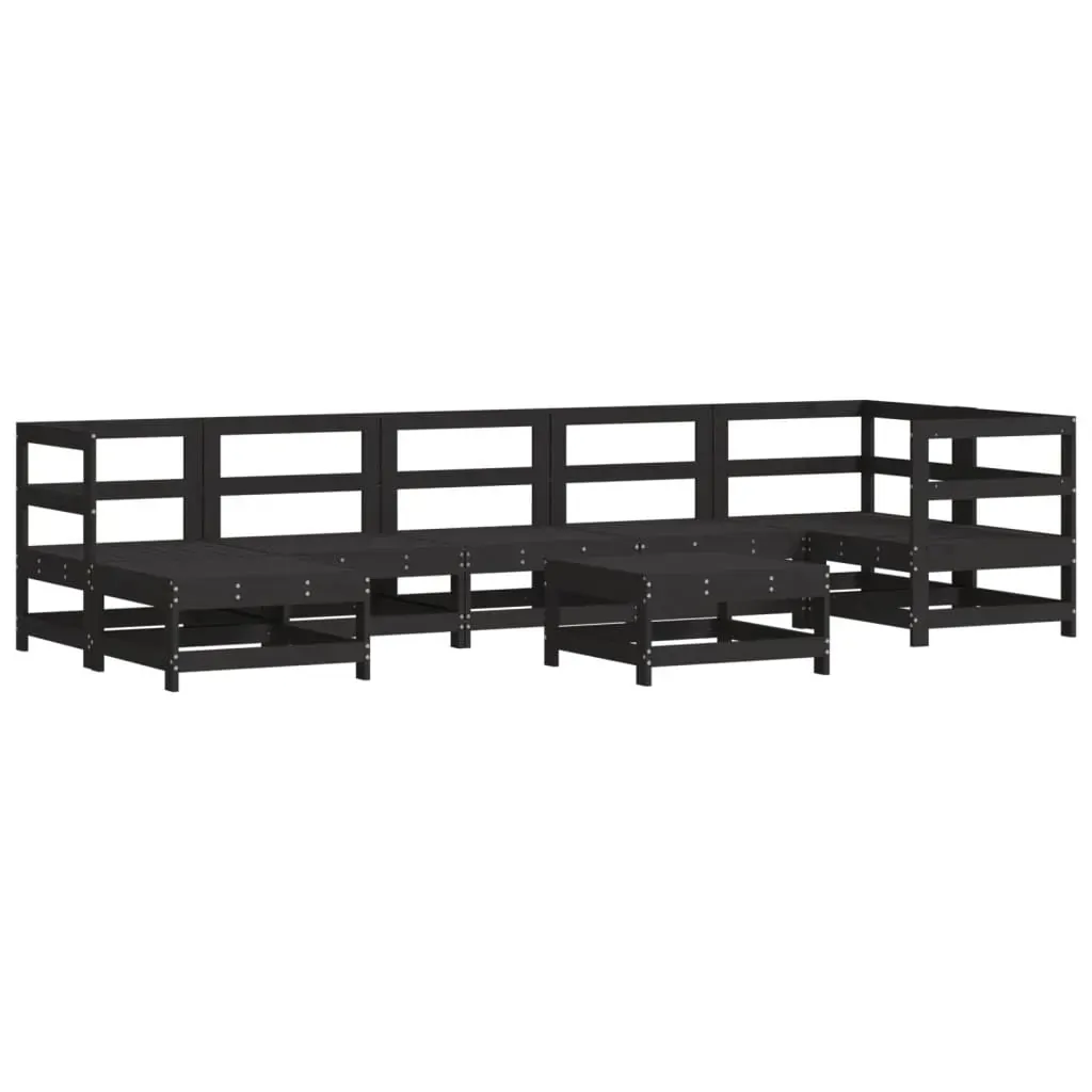8 Piece Garden Lounge Set with Cushions Black Solid Wood Price