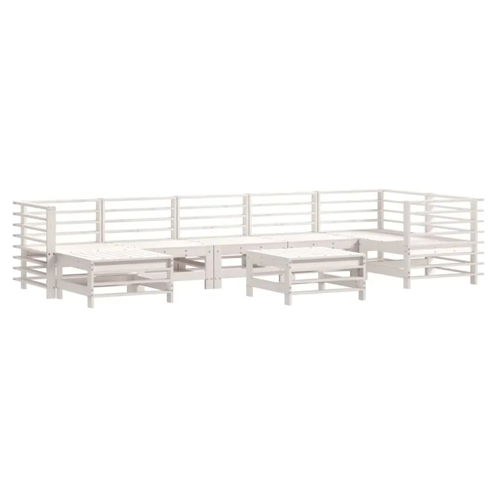 8 Piece Garden Lounge Set with Cushions White Solid Wood Price