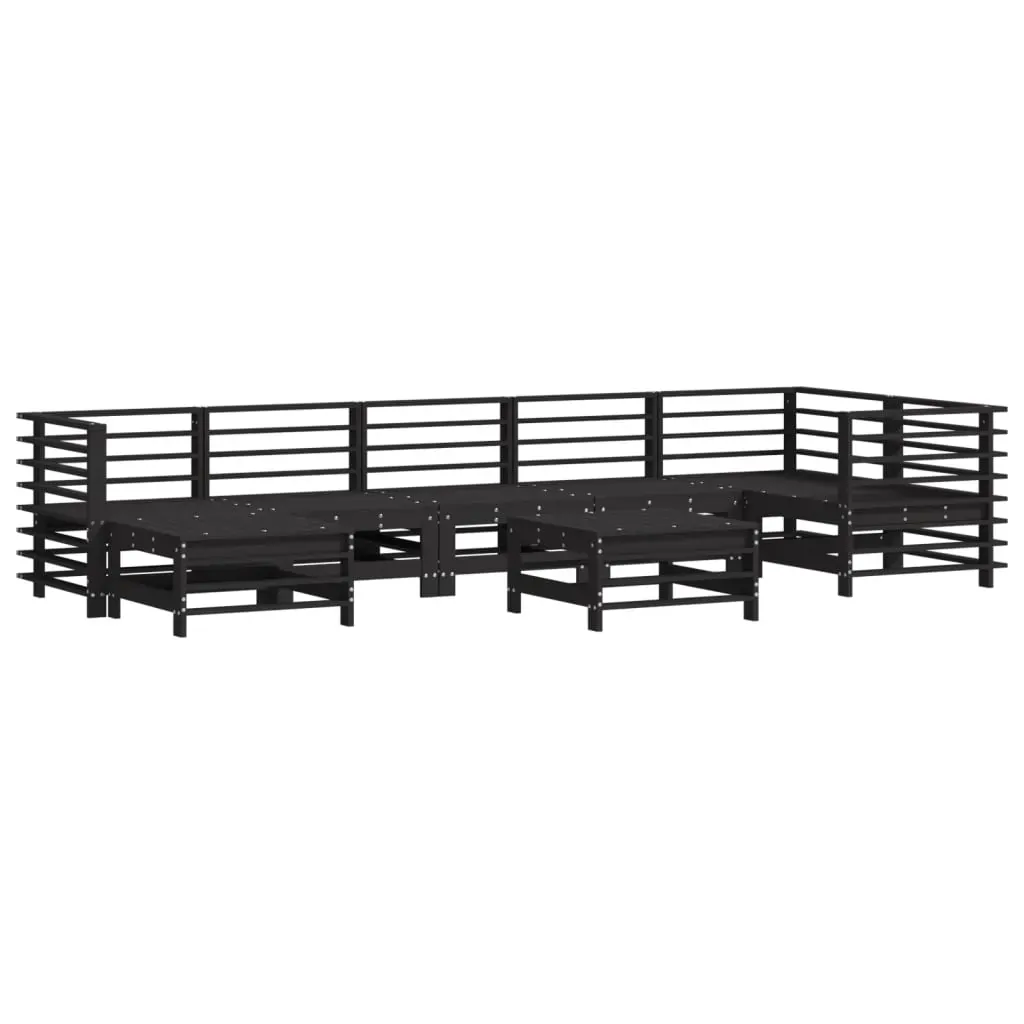 8 Piece Garden Lounge Set with Cushions Black Solid Wood Price