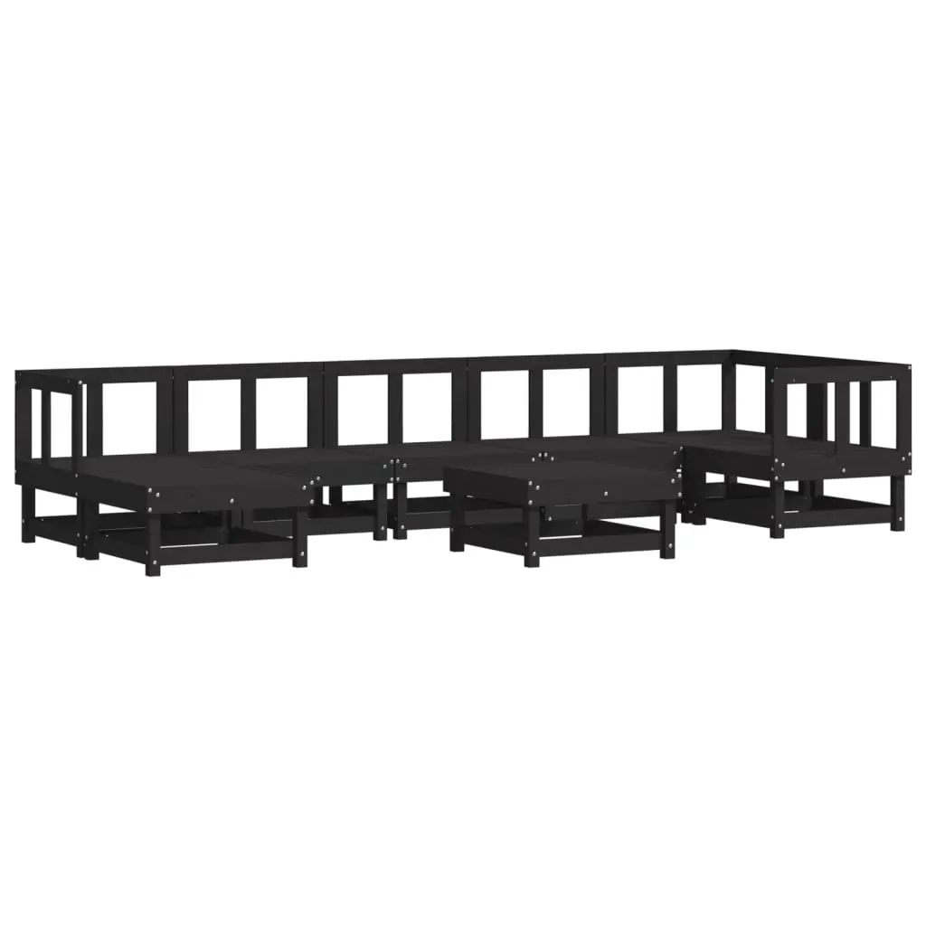 8 Piece Garden Lounge Set with Cushions Black Solid Wood Price