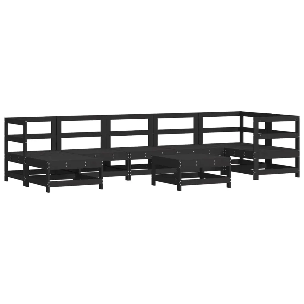 8 Piece Garden Lounge Set with Cushions Black Solid Wood Price
