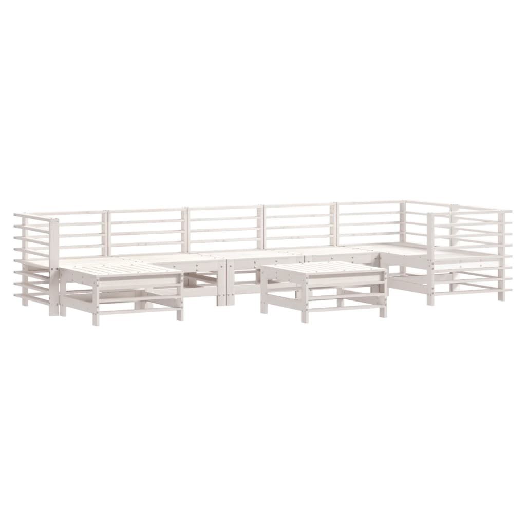 8 Piece Garden Lounge Set with Cushions White Solid Wood Price