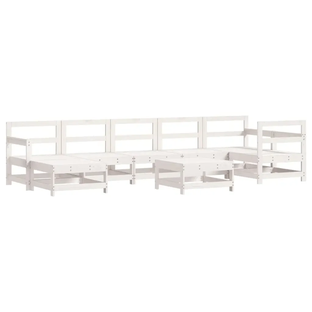8 Piece Garden Lounge Set with Cushions White Solid Wood Price
