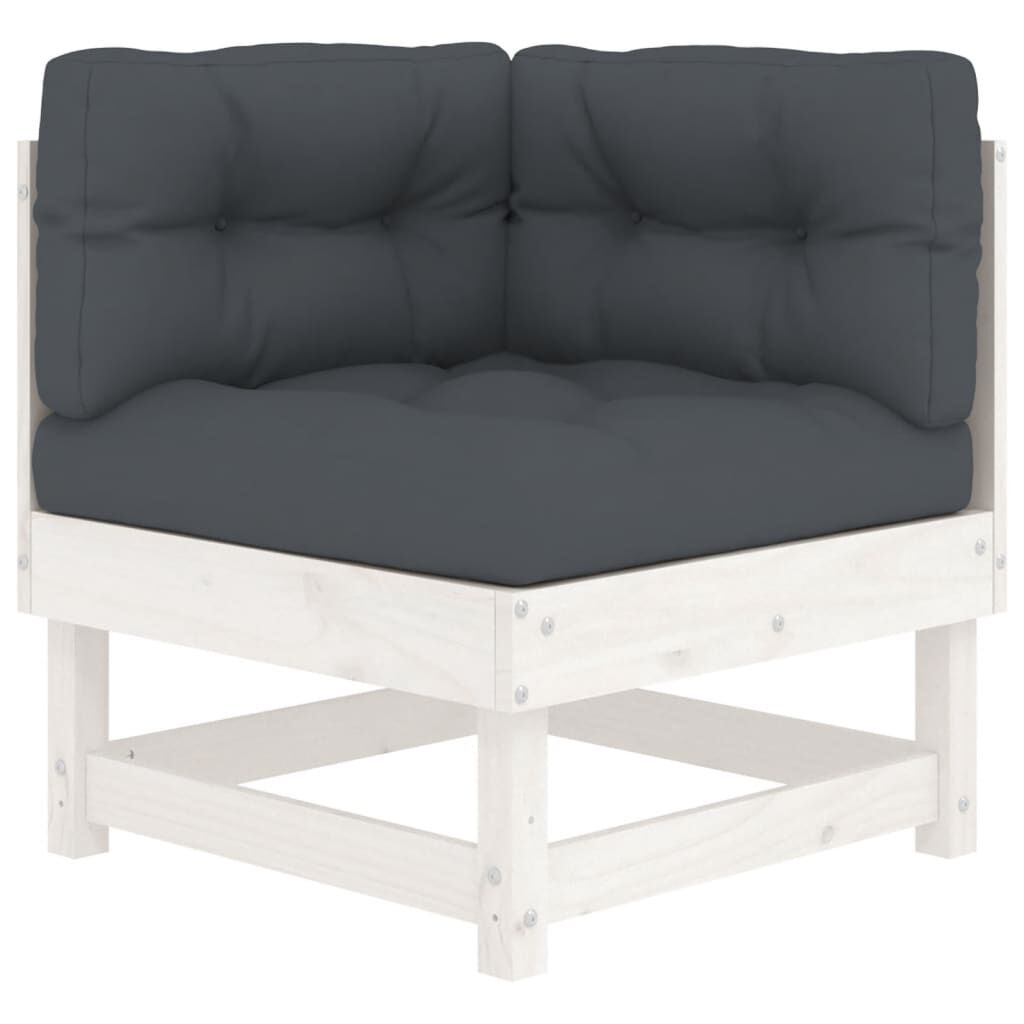 6 Piece Garden Lounge Set with Cushions White Solid Wood Price
