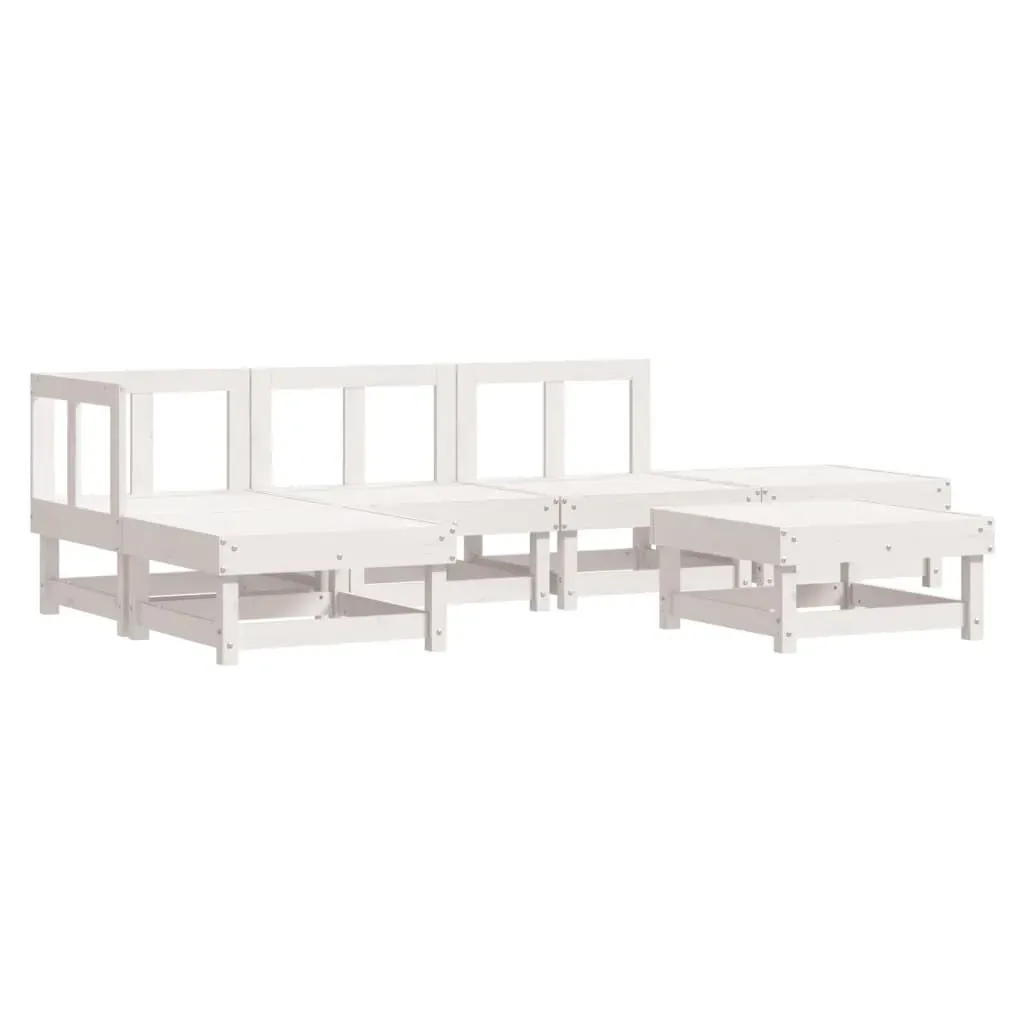 6 Piece Garden Lounge Set with Cushions White Solid Wood Price