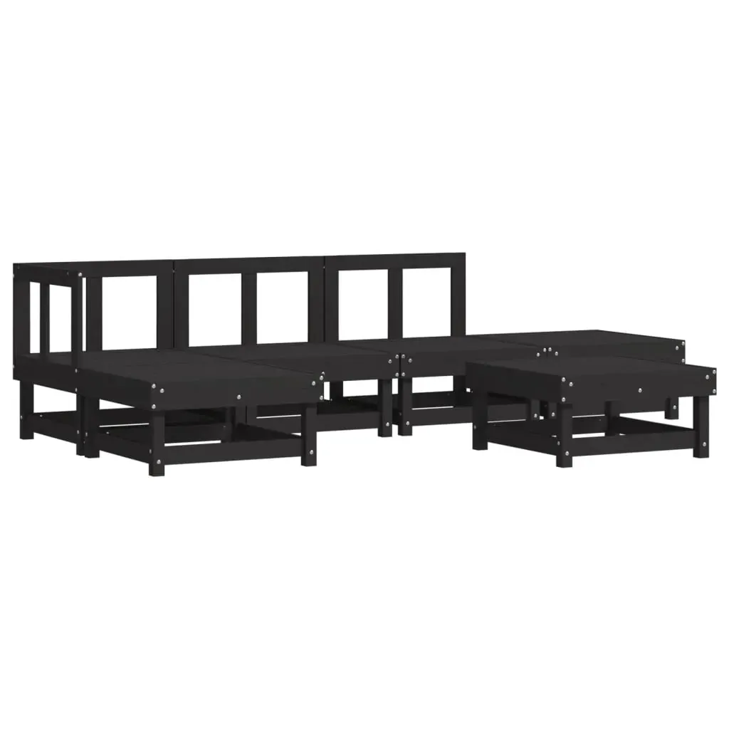 6 Piece Garden Lounge Set with Cushions Black Solid Wood Price