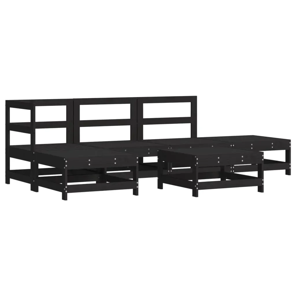 6 Piece Garden Lounge Set with Cushions Black Solid Wood Price