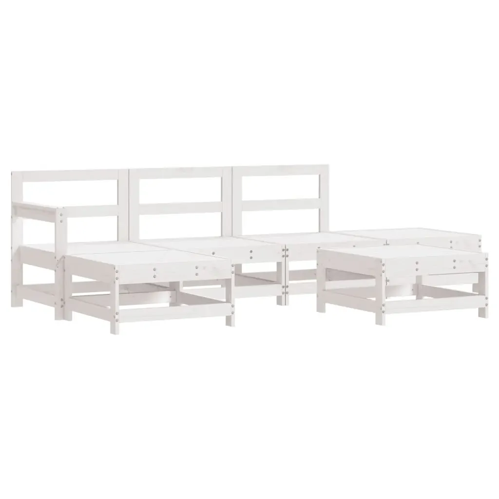 6 Piece Garden Lounge Set with Cushions White Solid Wood Price