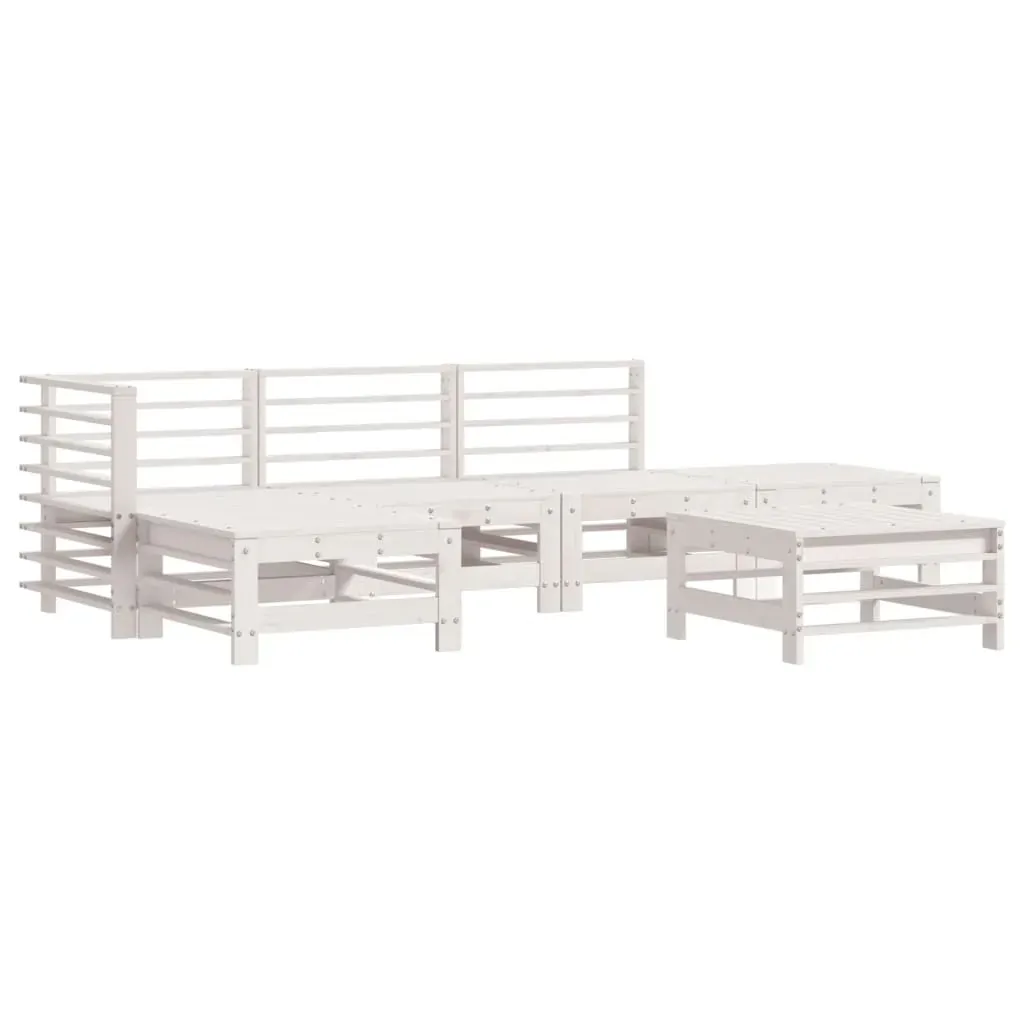 6 Piece Garden Lounge Set with Cushions White Solid Wood Price
