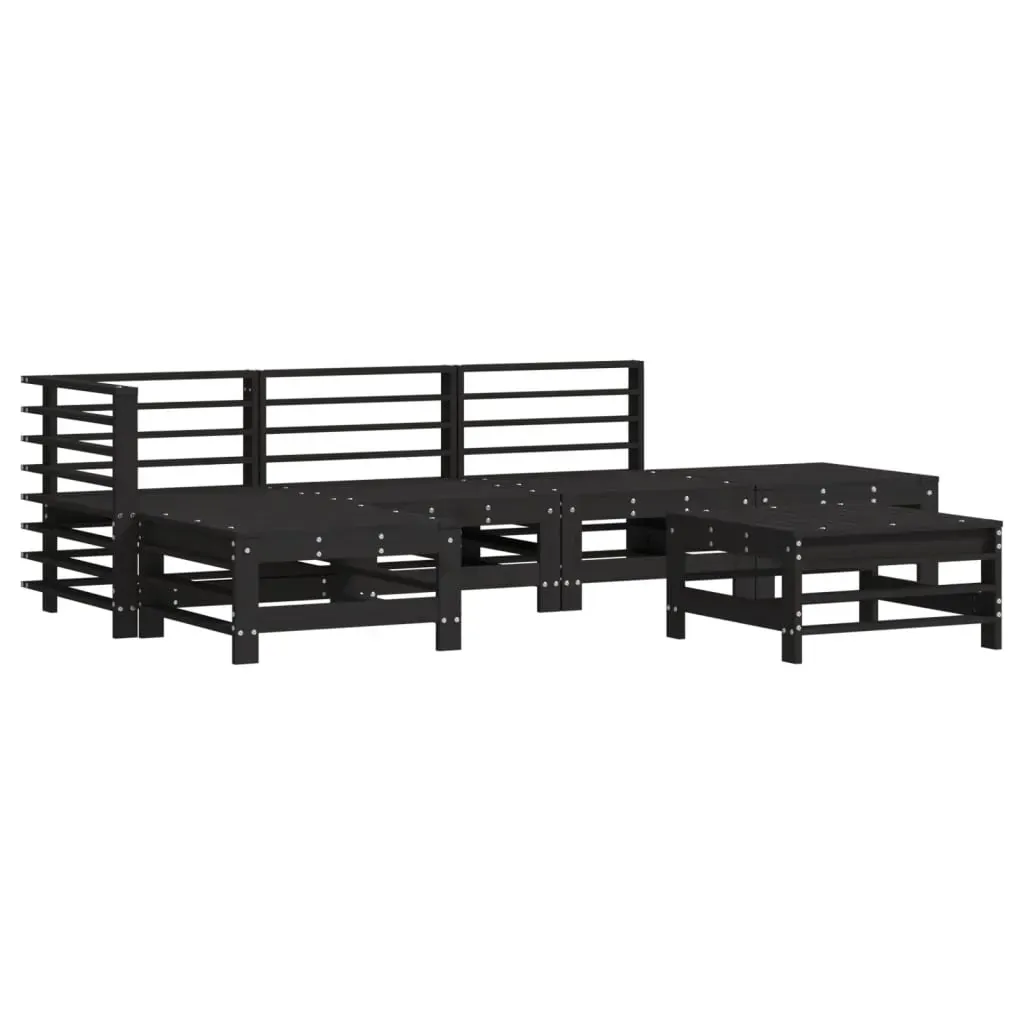 6 Piece Garden Lounge Set with Cushions Black Solid Wood Price