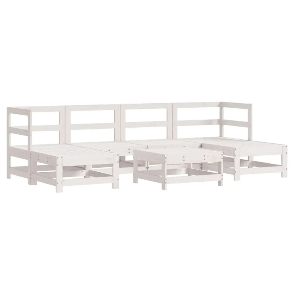 7 Piece Garden Lounge Set with Cushions White Solid Wood Price