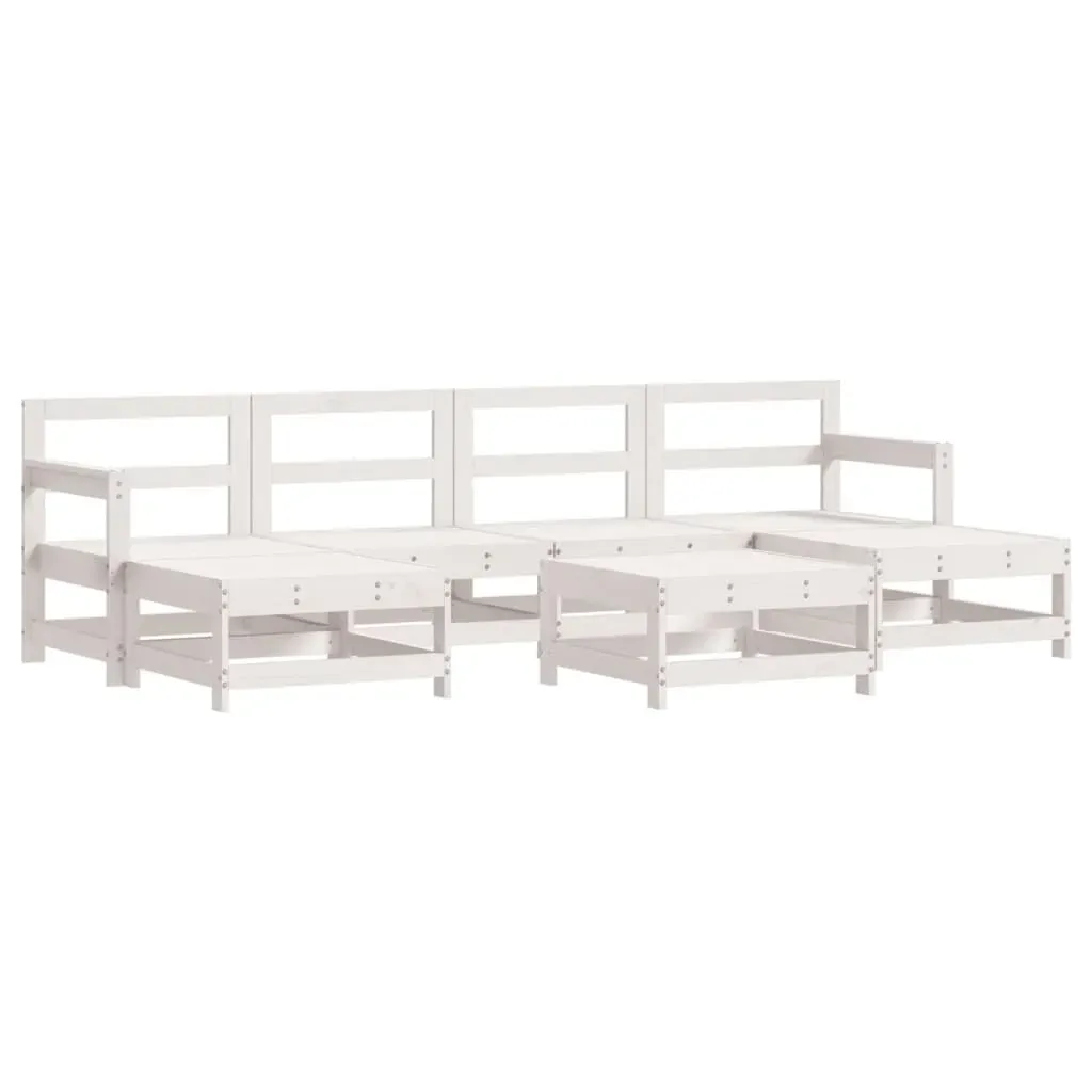 7 Piece Garden Lounge Set with Cushions White Solid Wood Price