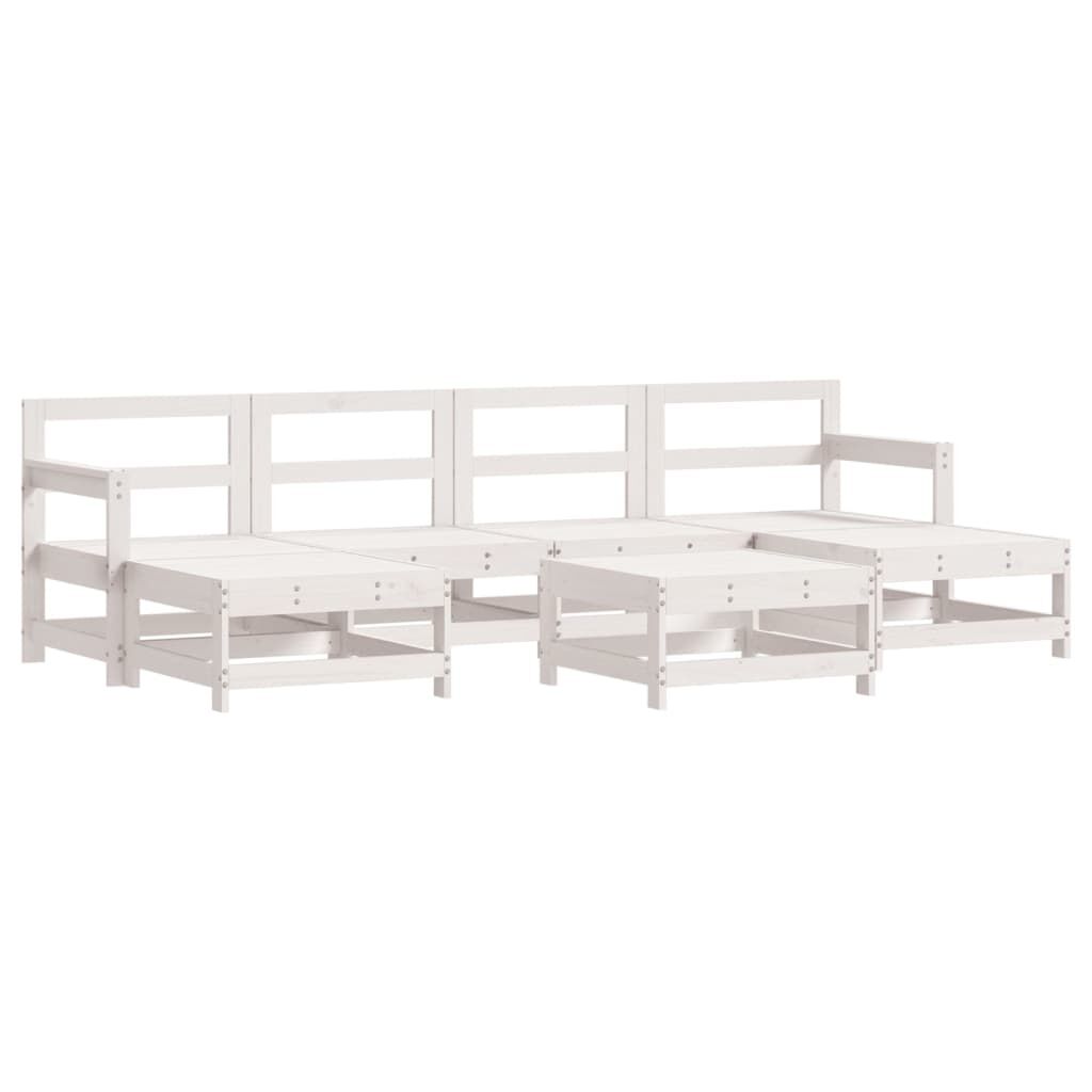 7 Piece Garden Lounge Set with Cushions White Solid Wood Price
