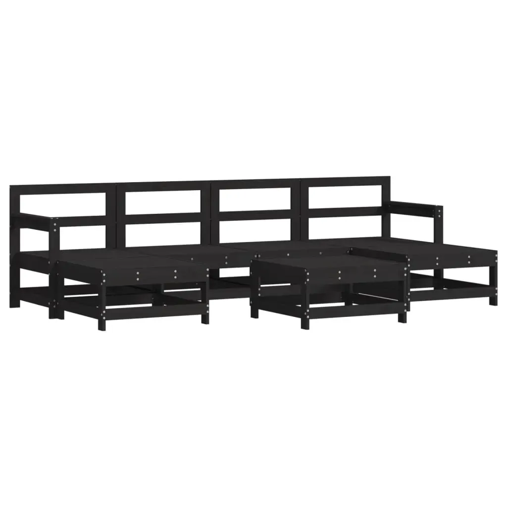 7 Piece Garden Lounge Set with Cushions Black Solid Wood Price