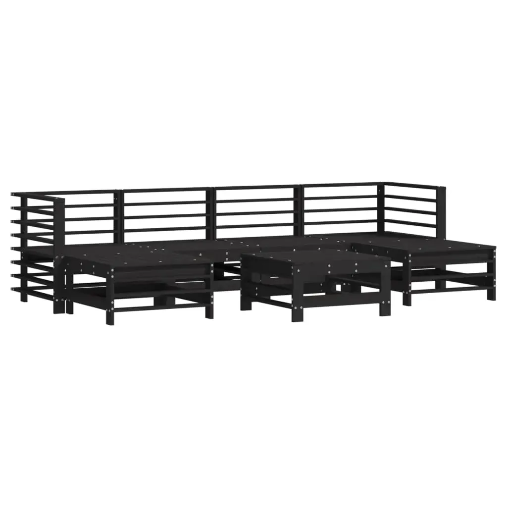 7 Piece Garden Lounge Set with Cushions Black Solid Wood Price