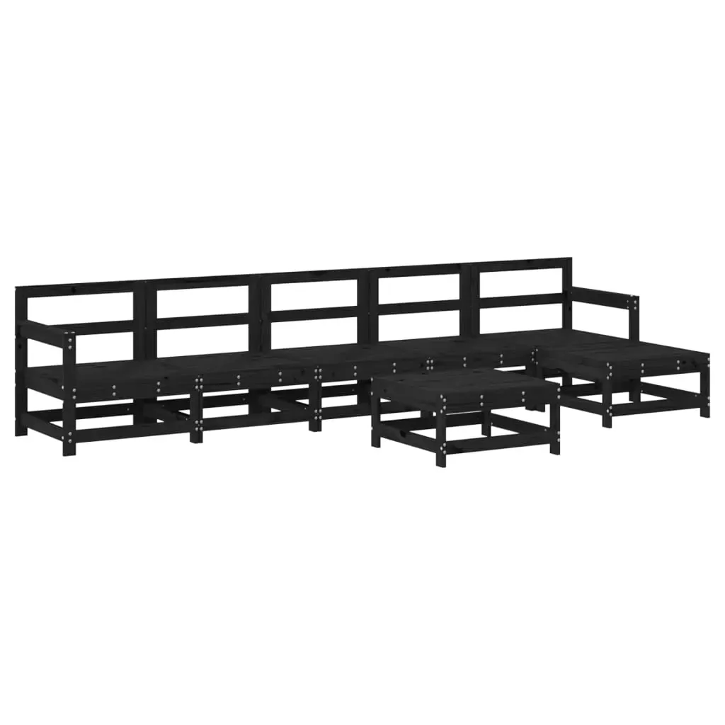 7 Piece Garden Lounge Set with Cushions Black Solid Wood Price