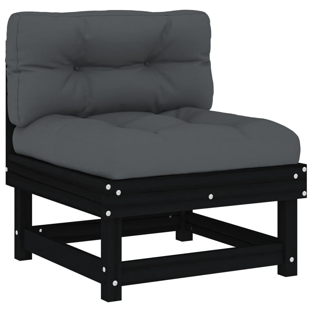 4 Piece Garden Lounge Set with Cushions Black Solid Wood Price