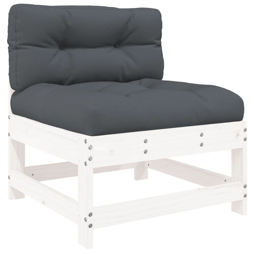 4 Piece Garden Lounge Set with Cushions White Solid Wood Price
