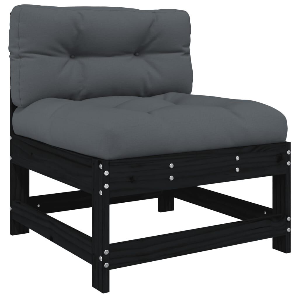 5 Piece Garden Lounge Set with Cushions Black Solid Wood Price