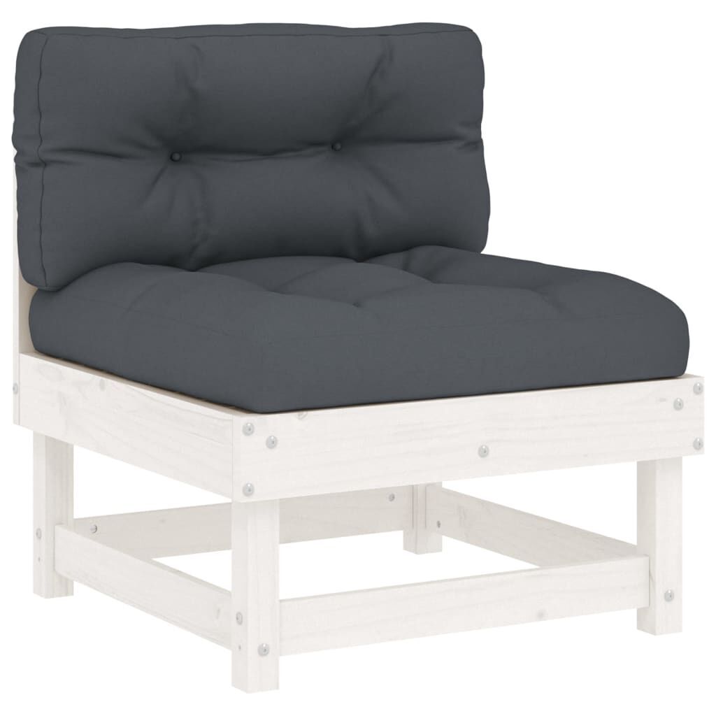 10 Piece Garden Lounge Set with Cushions White Solid Wood Price