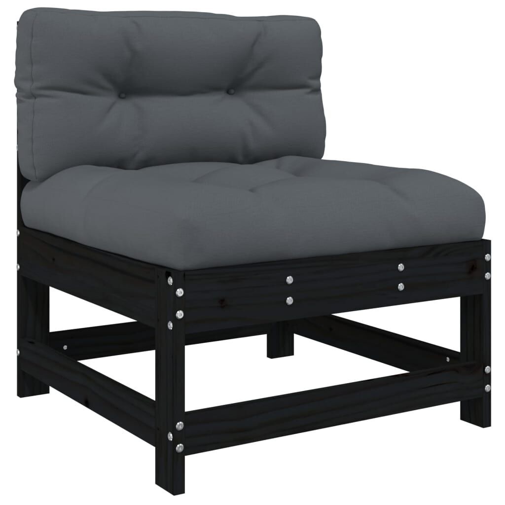 10 Piece Garden Lounge Set with Cushions Black Solid Wood Price