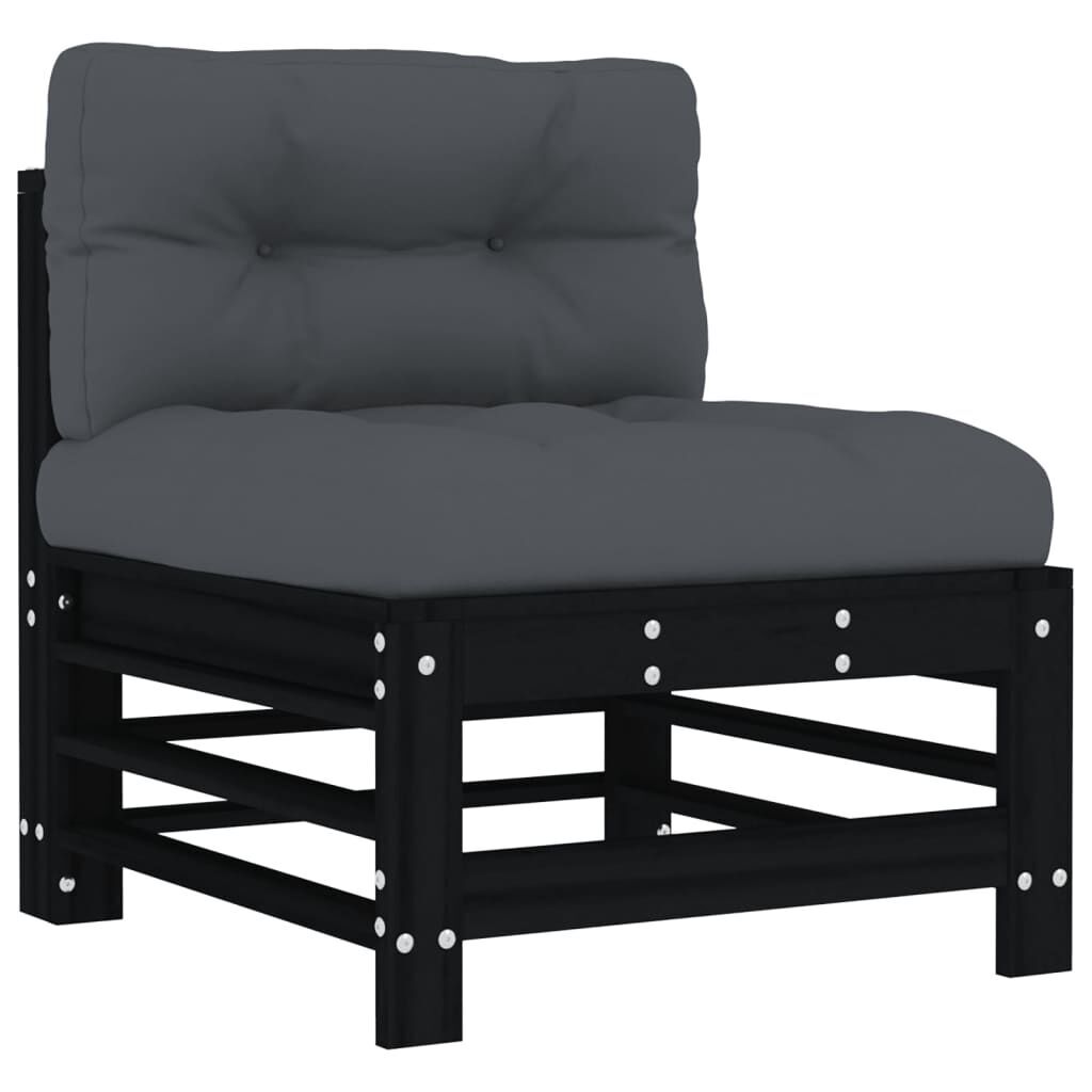 10 Piece Garden Lounge Set with Cushions Black Solid Wood Price