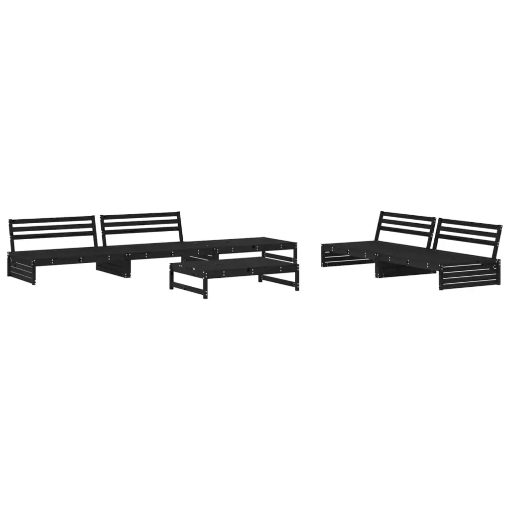 6 Piece Garden Lounge Set with Cushions Black Solid Wood Price
