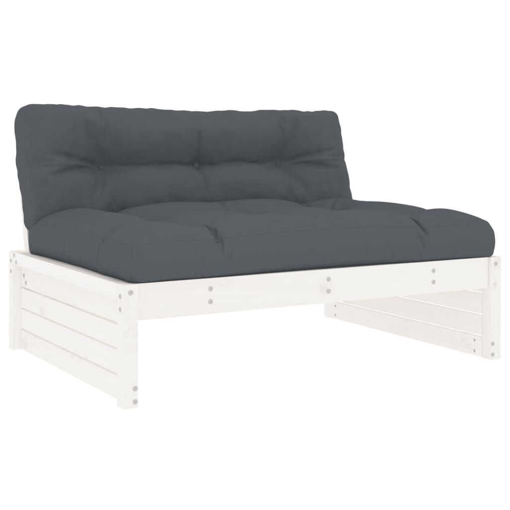 2 Piece Garden Lounge Set with Cushions White Solid Wood Price