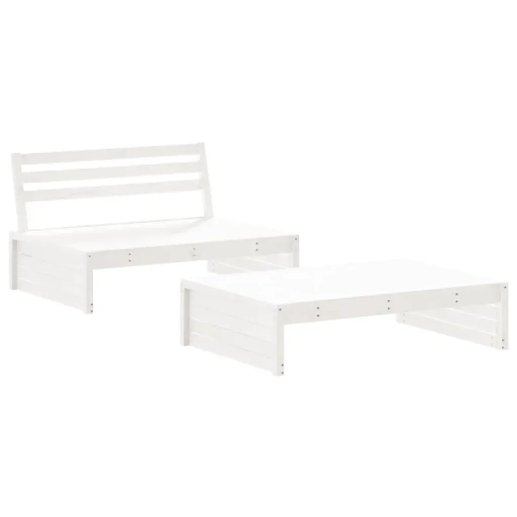 2 Piece Garden Lounge Set with Cushions White Solid Wood Price