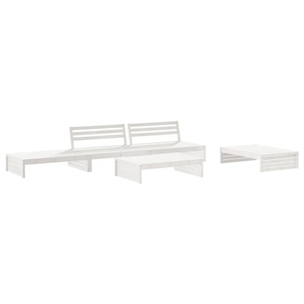 5 Piece Garden Lounge Set with Cushions White Solid Wood Price
