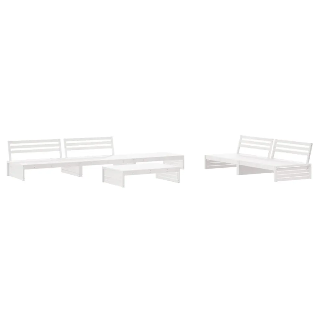 6 Piece Garden Lounge Set with Cushions White Solid Wood Price