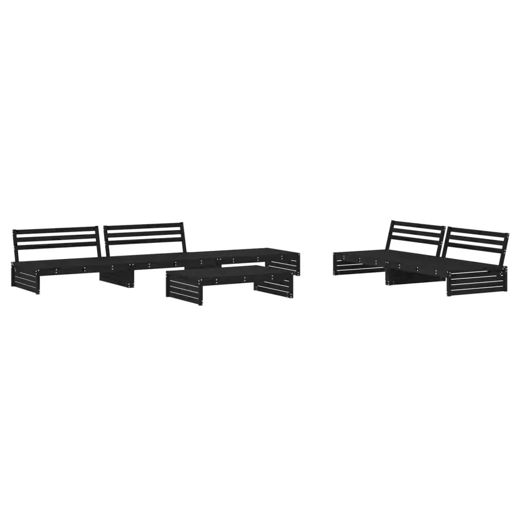 6 Piece Garden Lounge Set with Cushions Black Solid Wood Price