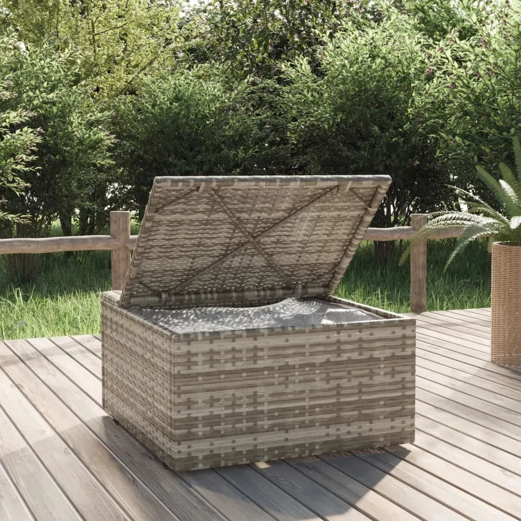 Garden Footrest with Cushion Grey 55x55x30 cm Poly Rattan Price