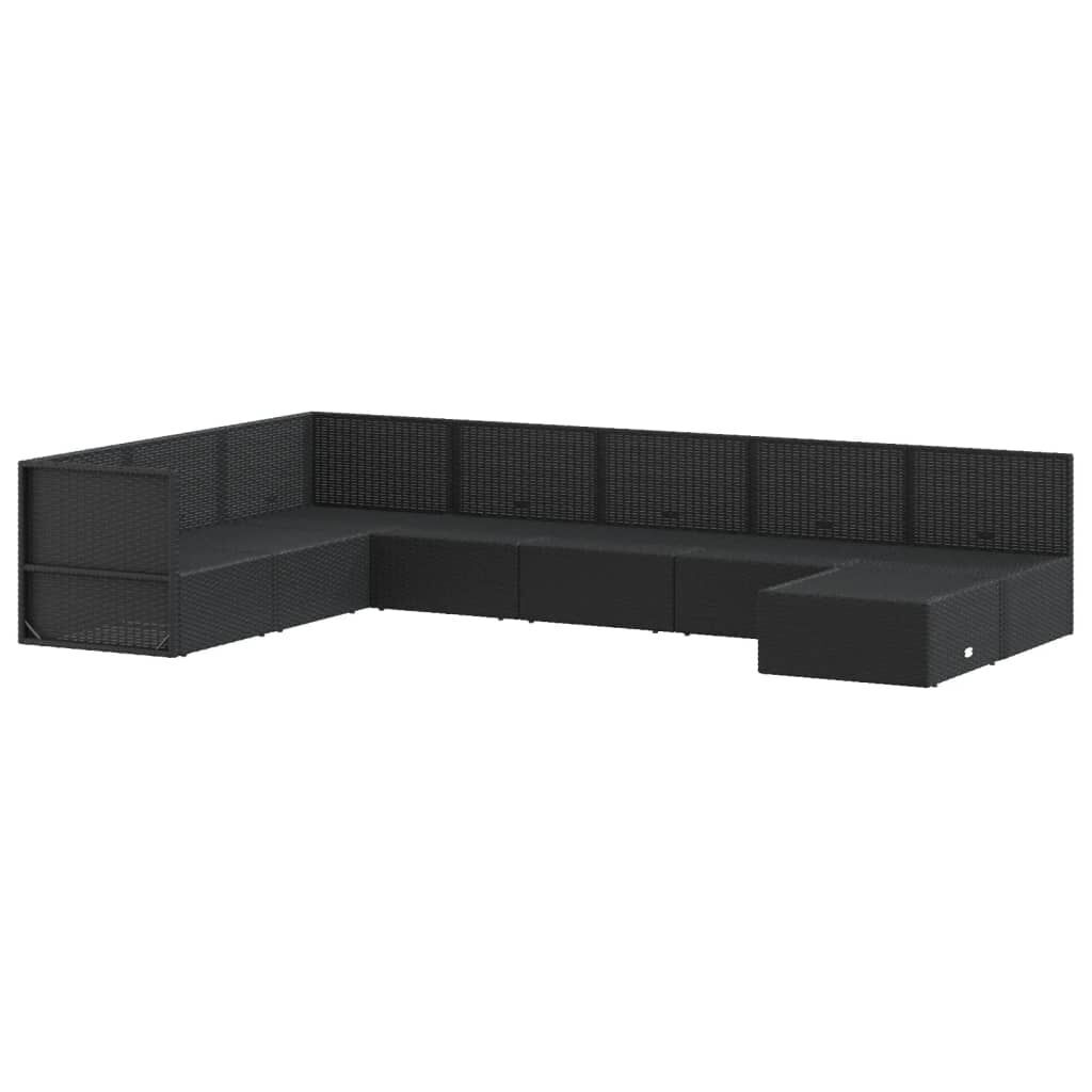 8 Piece Garden Lounge Set with Cushions Black Poly Rattan Price