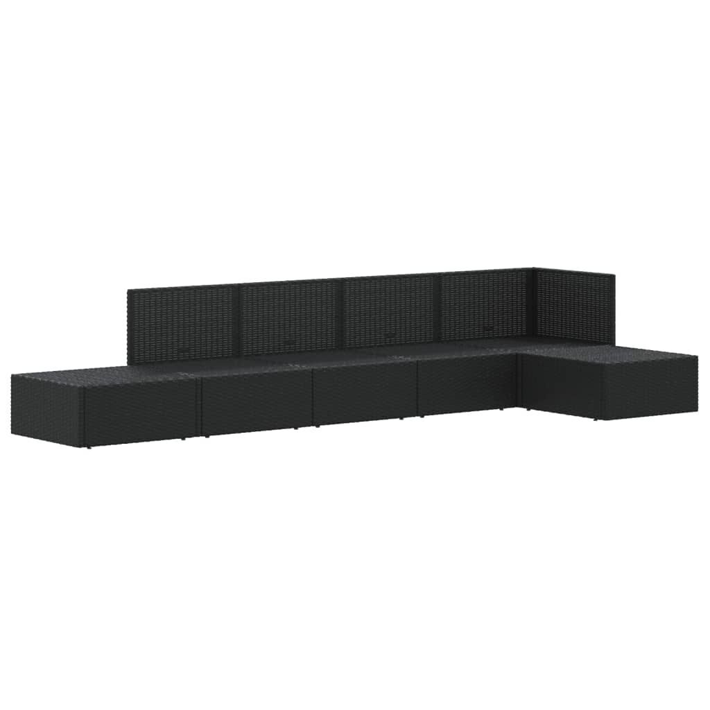 6 Piece Garden Lounge Set with Cushions Black Poly Rattan Price