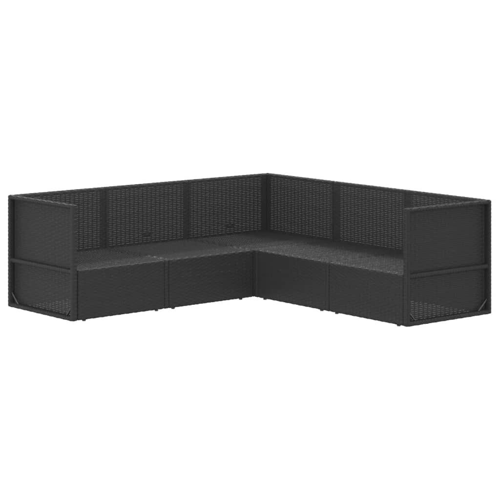 5 Piece Garden Lounge Set with Cushions Black Poly Rattan Price