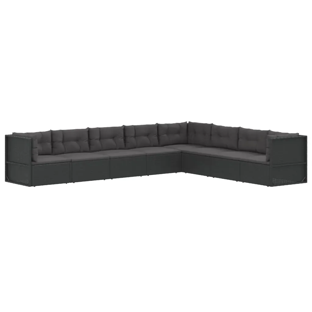 8 Piece Garden Lounge Set with Cushions Black Poly Rattan Price