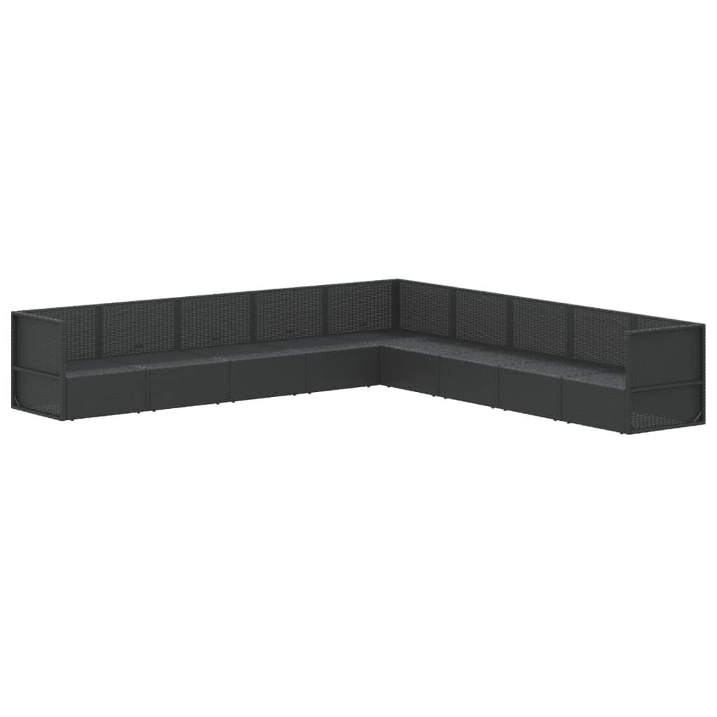 9 Piece Garden Lounge Set with Cushions Black Poly Rattan Price
