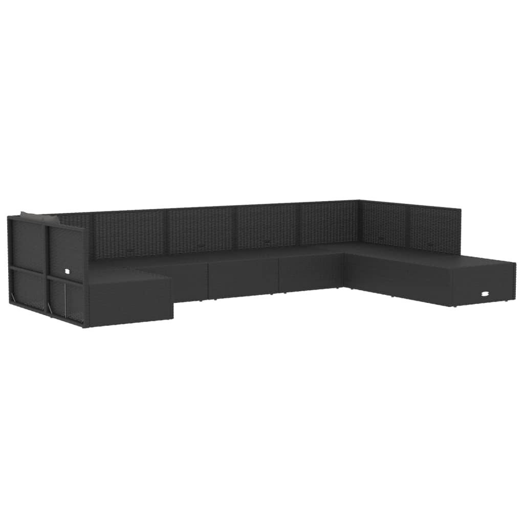 8 Piece Outdoor Sofa Set with Cushions Black Poly Rattan Price