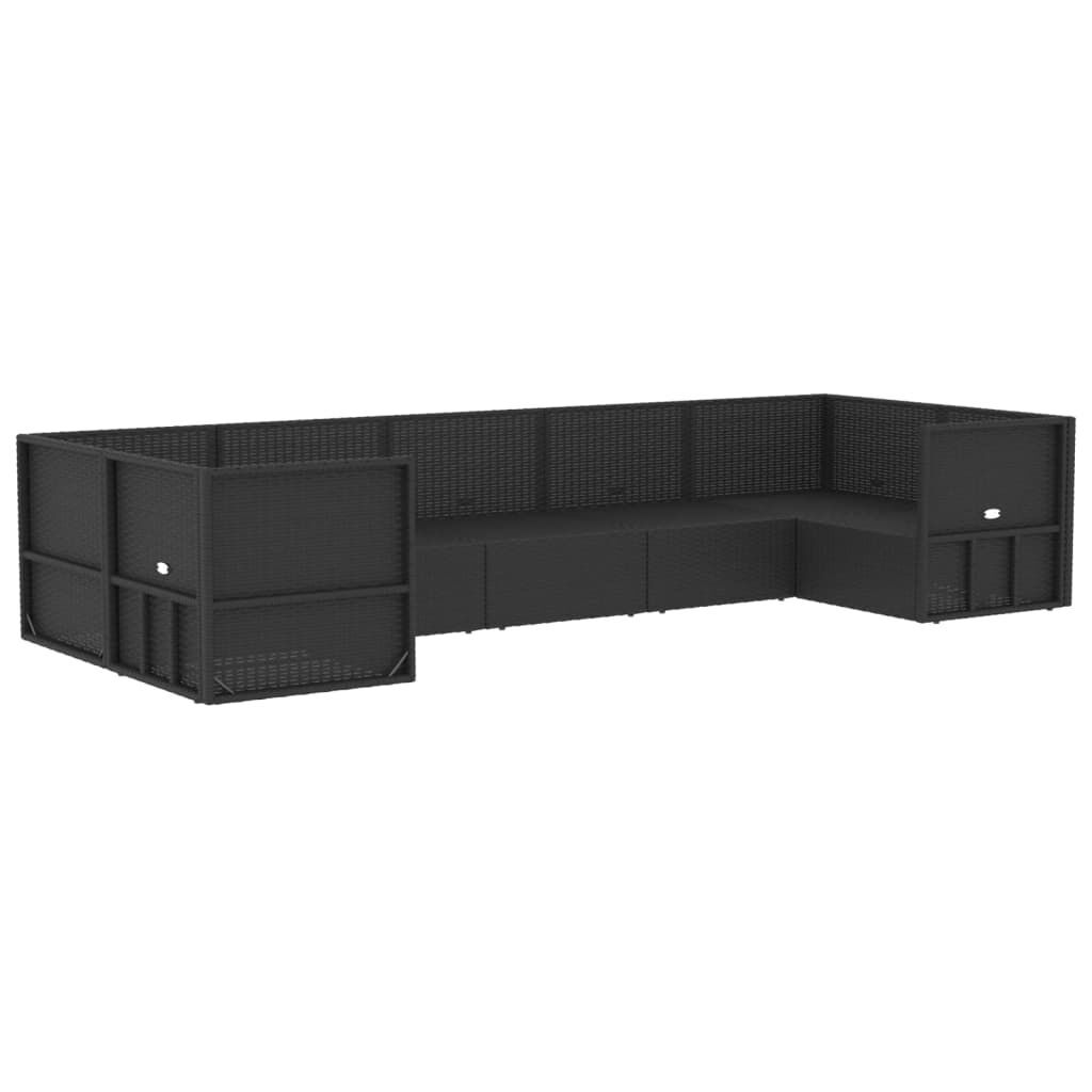 7 Piece Outdoor Sofa Set with Cushions Black Poly Rattan Price