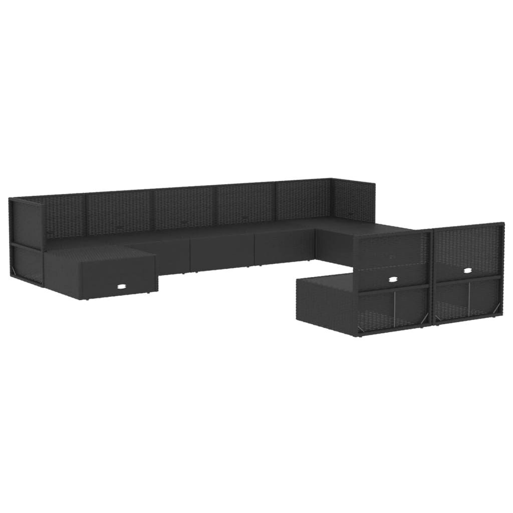 9 Piece Outdoor Sofa Set with Cushions Black Poly Rattan Price