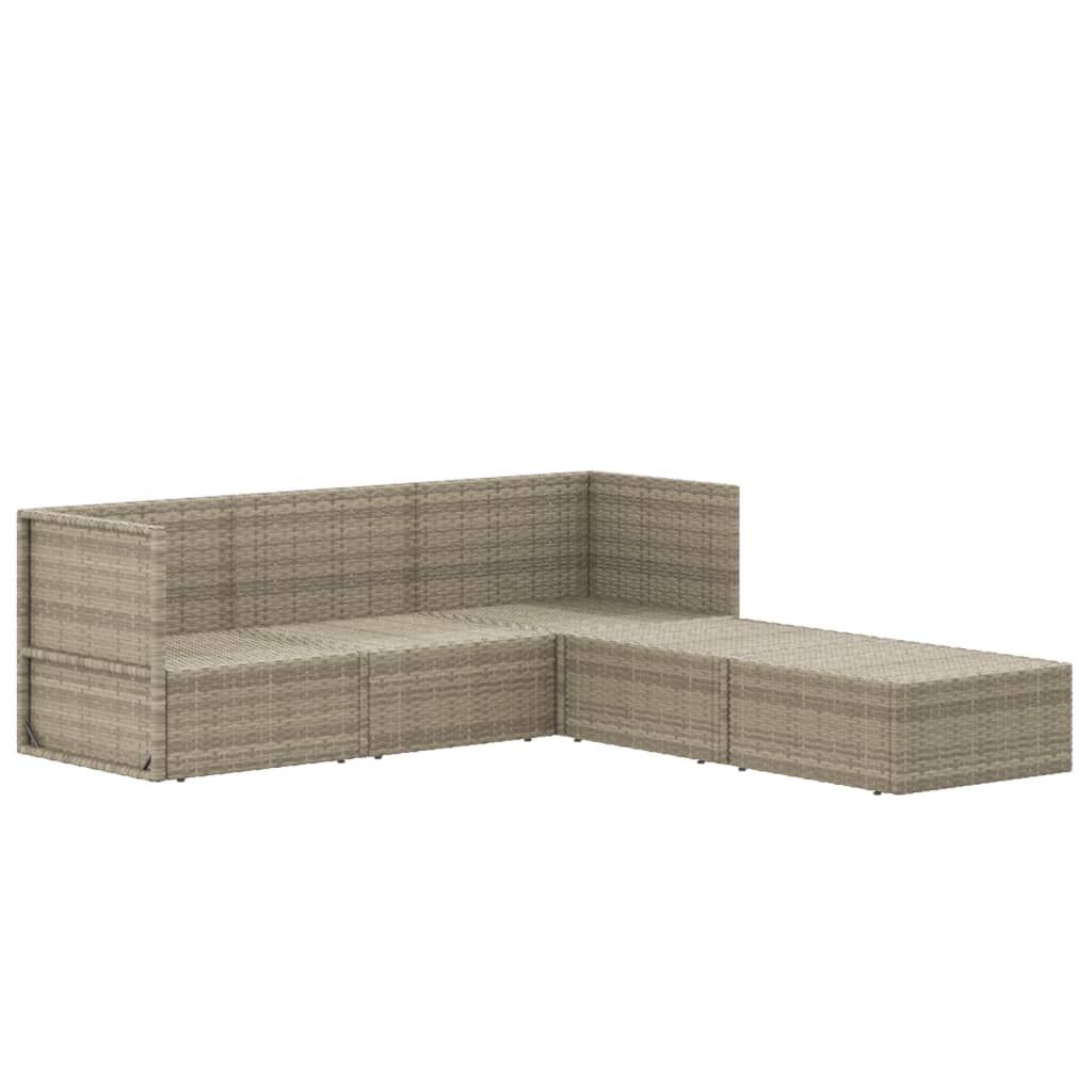 5 Piece Garden Lounge Set with Cushions Grey Poly Rattan Price